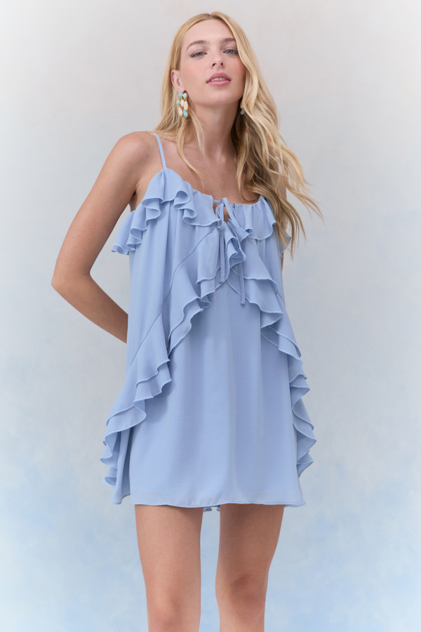 Vestido Curto Fluid Chloe Azul Claro