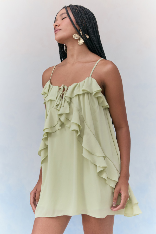 Vestido Curto Fluid Chloe Verde Claro