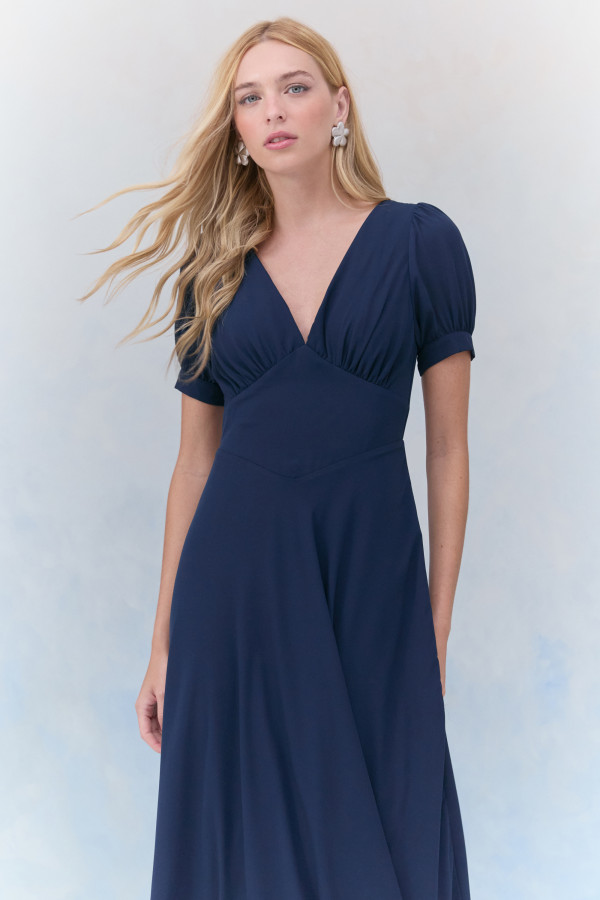 Vestido Longo Fluid Zária Marinho